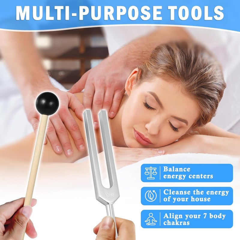 GOGHOST 528 Hz Tuning Fork with Silicone Hammer and Cleaning Cloth, Chakra Tuning Forks for Sound Healing Therapy, DNA Repair, Stress Relief, and Aluminum Alloy Music Instrument - Image 4